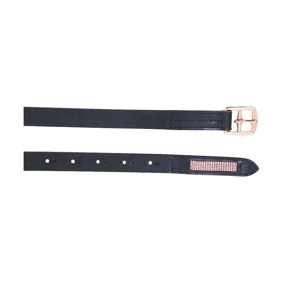 image 1 of Hy Rosciano Horse Stirrup Leathers - Black/Rose Gold - 48in