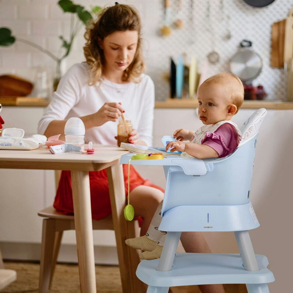 image 1 of COSTWAY 6-in-1 Baby High Chair Convertible Feeding Chair-Gray