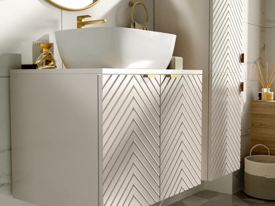 image 1 of Cara Bathroom Vanity Unit, Sink, Countertop - Beige 600mm