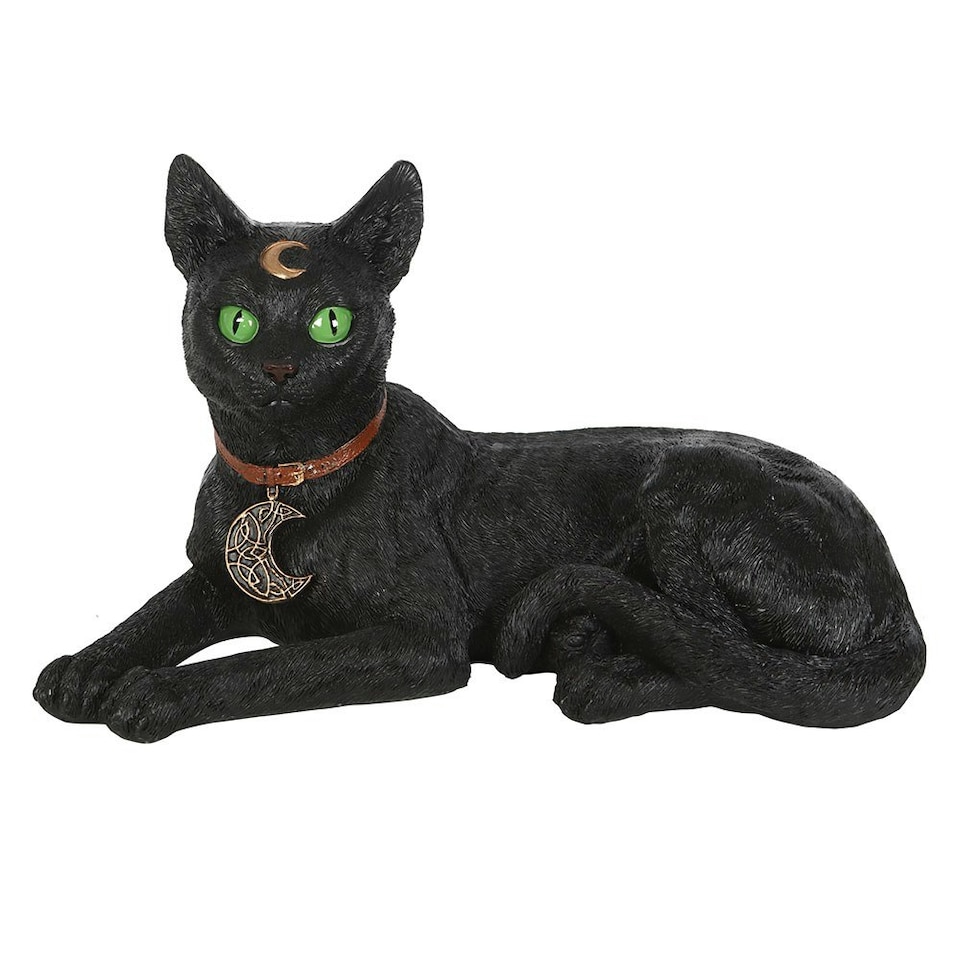 image 1 of Something Different Laying Black Cat Figurine - Black/Green - One Size
