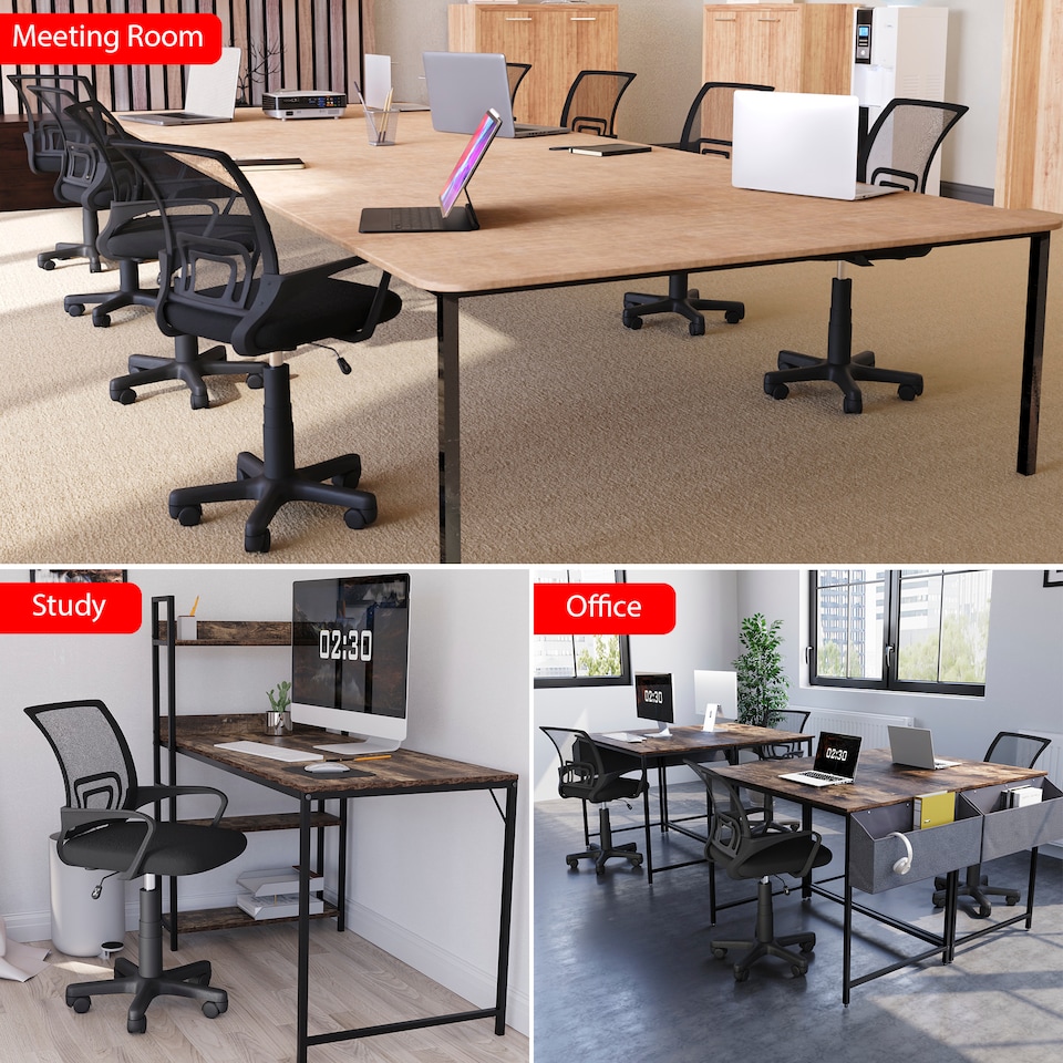 image 1 of Vida Designs Airsdale Office Chair Computer Desk Table Chair, Black