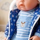 image 5 of BiBi Doll 20" Navy Baby Doll Boy with Blue Coat Outfit, Sounds & Dummy Toy
