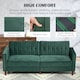image 6 of HOMCOM Convertible Sofa Bed, 189cm Click Clack 3 Seater Sofa Bed, Button Tufted Velvet Sleeper Couch with Split Reclining Backrest and Rubber Wood Legs, Green