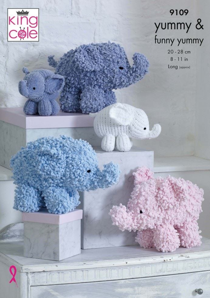 King Cole Yummy Chunky & Funny Yummy Super Chunky Knitting Pattern 9109, Toys - 8 - 11 cm