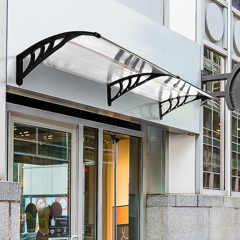 image 1 of Outsunny Outdoor Curved Window Porch Canopy Awning UV Rain Cover 0.8x2m Clear | Clear | Clear | 1