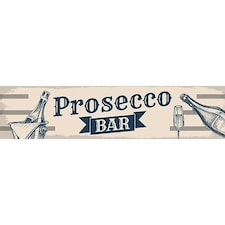 Prosecco Bar Vintage PVC Party Sign Decoration 110cm x 26cm