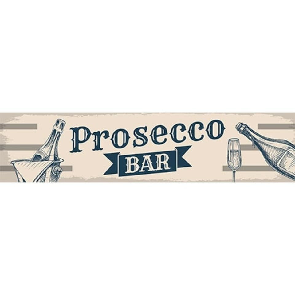 Prosecco Bar Vintage PVC Party Sign Decoration 110cm x 26cm