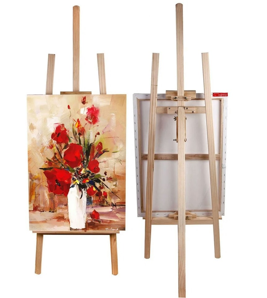 image 1 of Beech Wood Antique Adjustable Painting Stand Display Tripod Easel 51 x 71 x 142cm