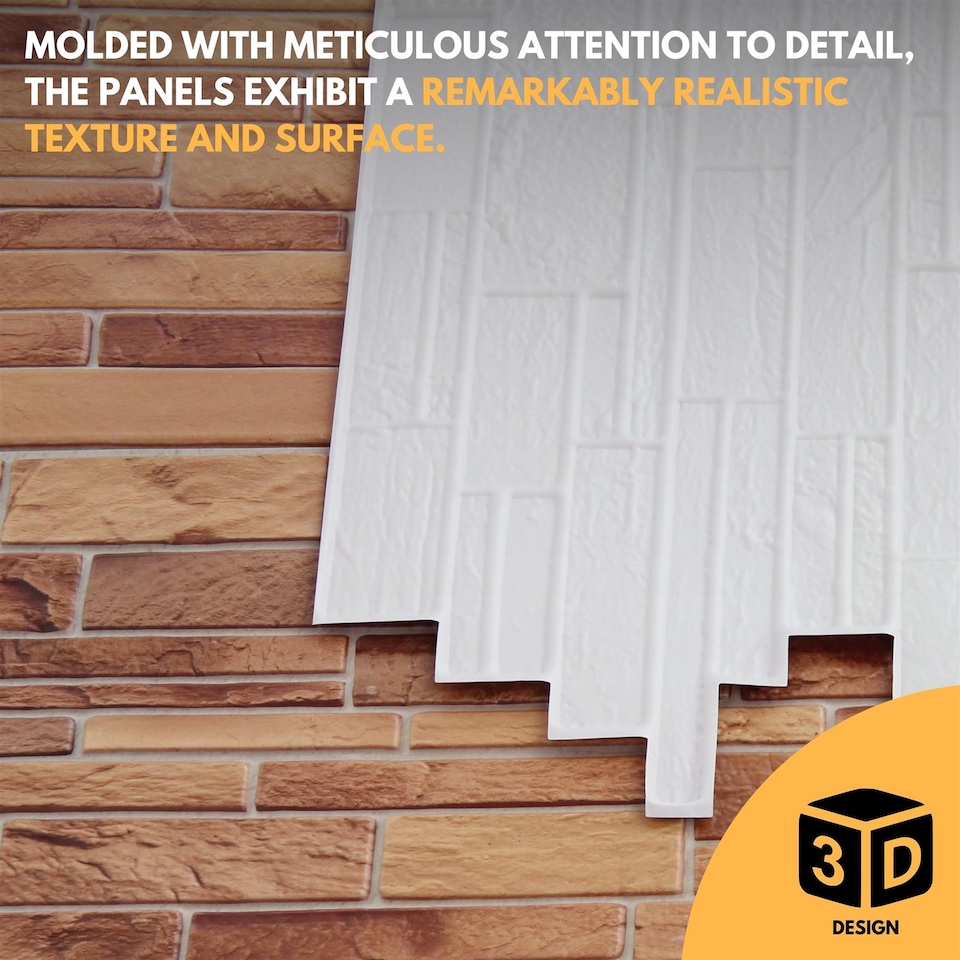 image 1 of NOVECRAFTO Brick Effect 3D Wall Panels (96cm x 48cm) DIY Decorative PVC Plastic Cladding Panels