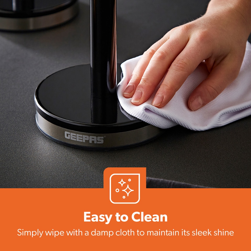 image 1 of GEEPAS Retrovive Mug Tree And Towel Pole Set Black