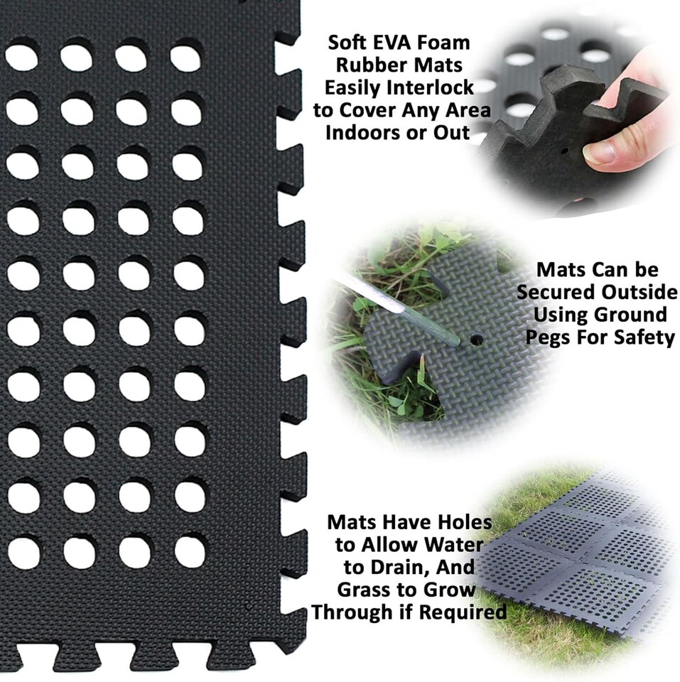 image 1 of Actiasmat - EVA Safety Mat Set for Climbing Frames & Trampolines | 4 Interlocking Black Tiles (52 x 52 cm) – 11.6 Sq Ft. Coverage