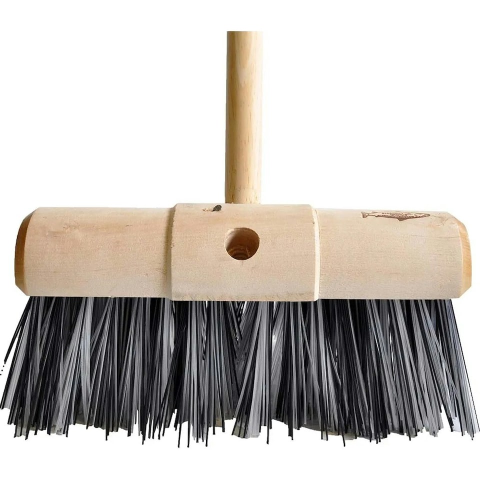 image 1 of Hill Brush Finest Stiff Yard Broom Head - Beige/Green - 30.5cm
