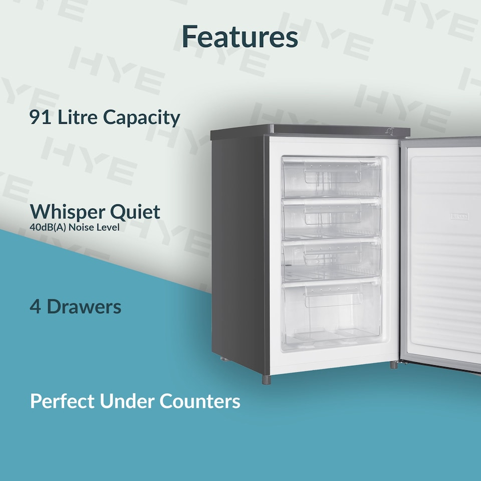 image 1 of HYE Under Counter Freezer 91 Litre 55cm Freestanding - Silver - RF01UCFR91S01