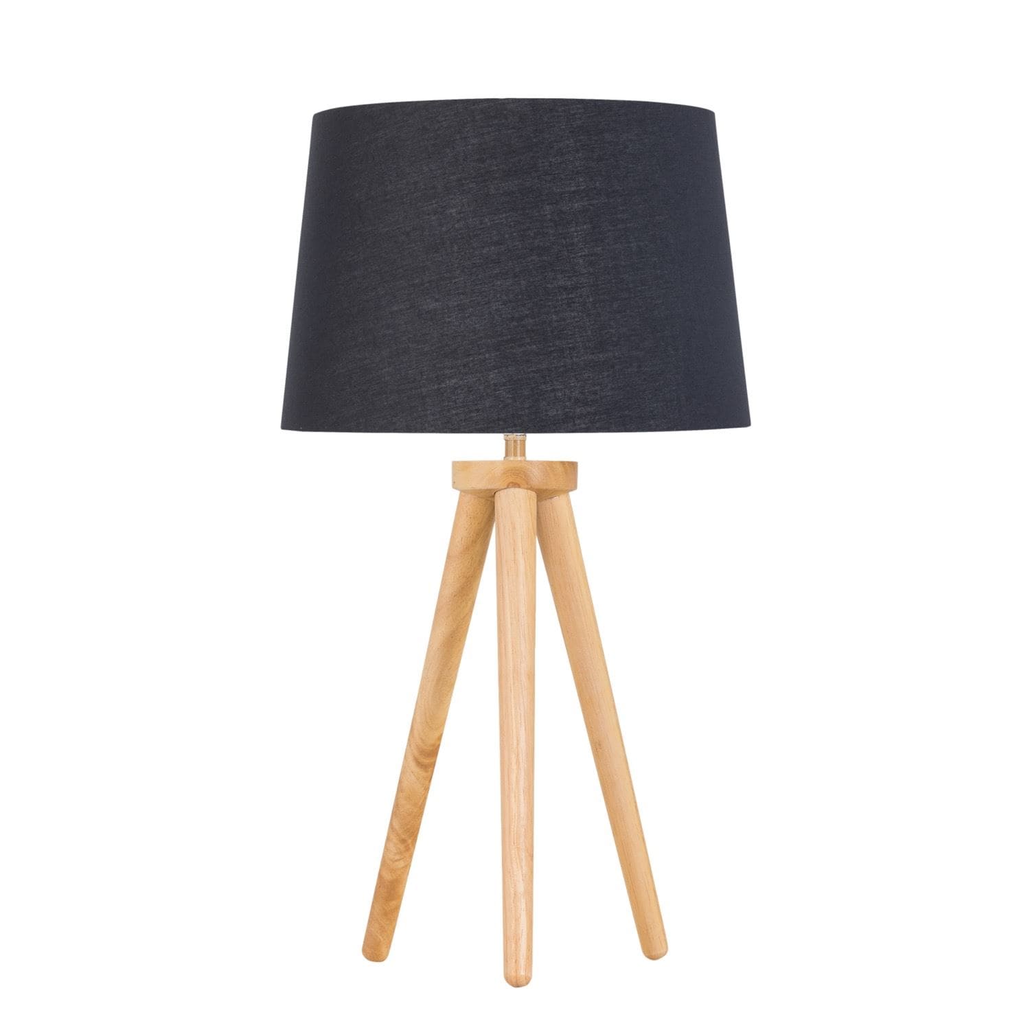First Choice Lighting Voyage - Light Oak Table Lamp or Bedside Light with Black & Gold Shade in Brown