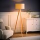 image 3 of ValueLights Barbro Wood Tripod Floor Light Lamp Natural Shade | Cream