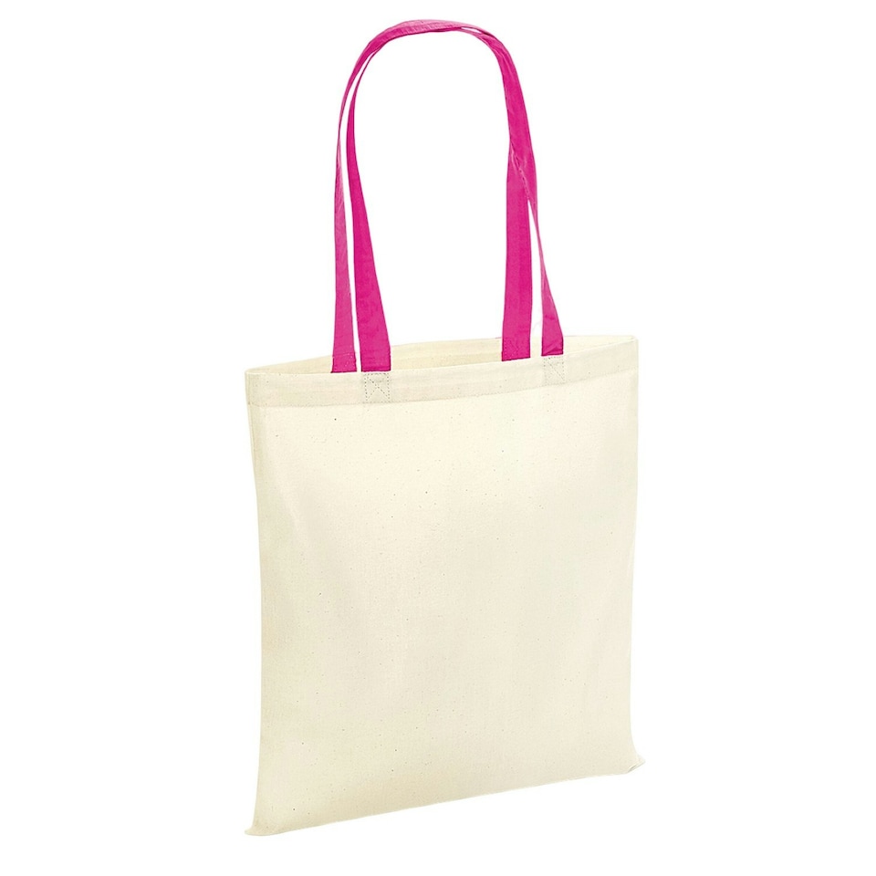 image 1 of Westford Mill Contrast Handle Tote Bag - Natural/Fuchsia - One Size Cream