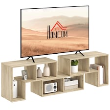 HOMCOM TV Stand for TVs up to 75 Inches, Free Combination TV Unit with Storage Shelves, Extendable Entertainment Centre for Living Room, Grey Oak Wood-Effect