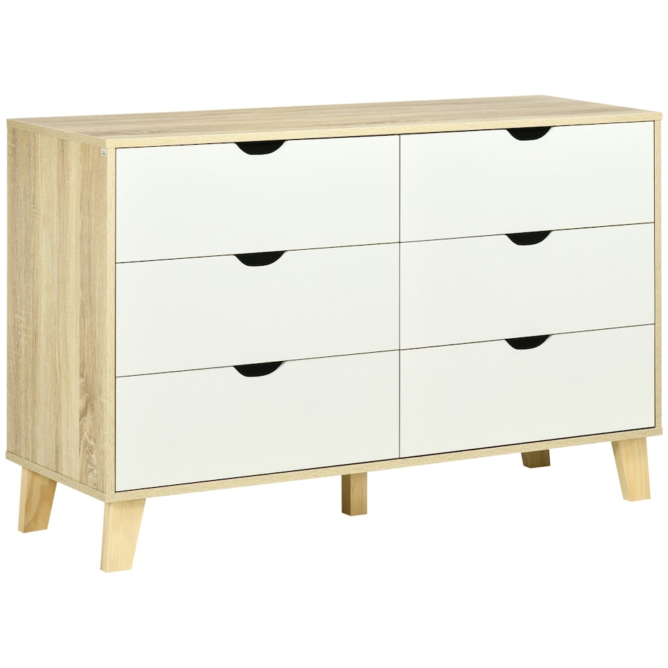 image 1 of HOMCOM Chest of Drawers, 6 Drawer Unit Storage Chest Bedroom
