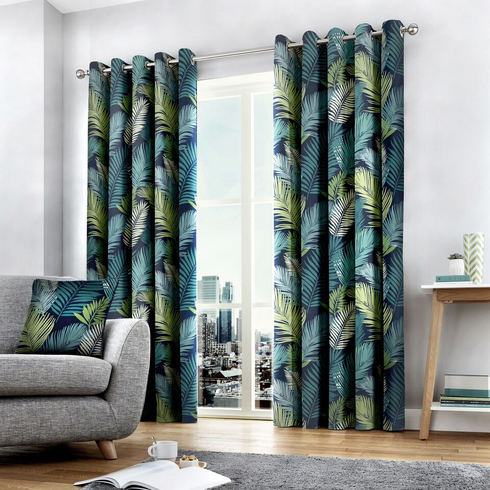 image 1 of Fusion Tropical Eyelet Curtains Multi