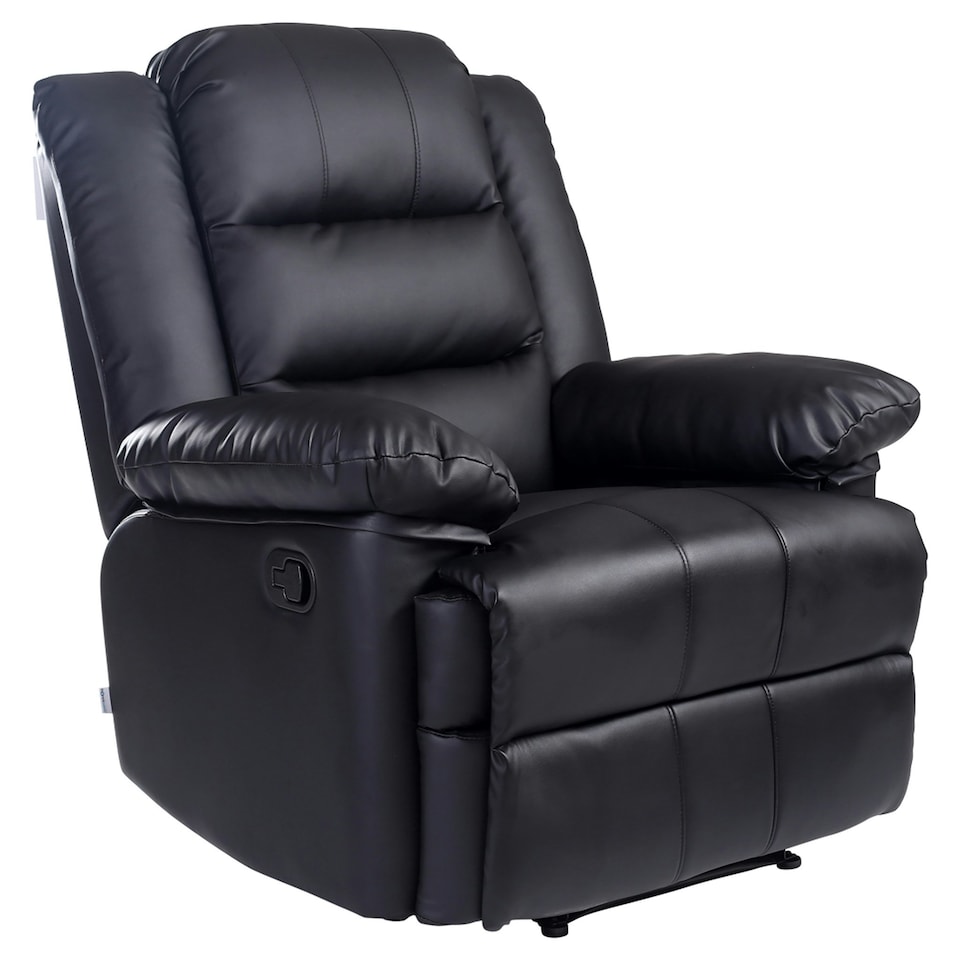 image 1 of Loxley Bonded Leather Manual Recliner Armchair Sofa Home Lounge Chair (Black)