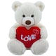 image 6 of Bear Soft Toy Cream 34cm Sitting Bear Plush With Red Love Heart Cuddly Toy