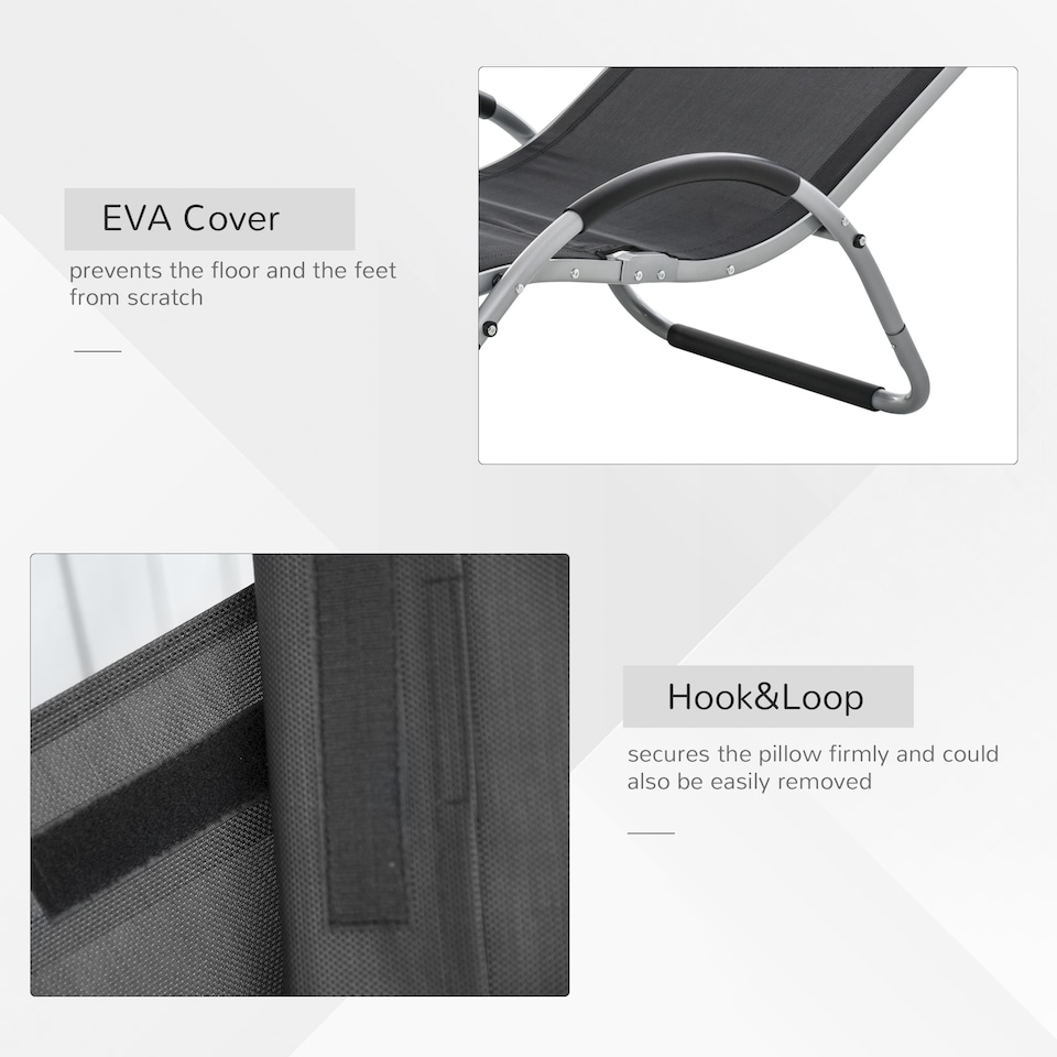 image 1 of Outsunny Sun Lounger Reclining Chair Portable Armchair with Pillow for Garden Patio Outside Aluminium Frame, Black