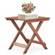 image 1 of COSTWAY Wooden Side Table Folding End Table Slatted Tabletop Brown