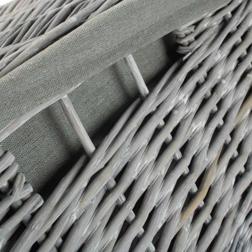 image 1 of Large Grey Wash Square Laundry Basket with Grey Sage Lining | Grey | Grey | Large