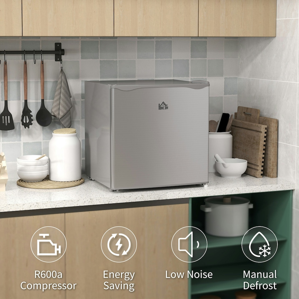 image 1 of HOMCOM 35L Tabletop Freezer with Adjustable Temperature Wire Shelf Grey