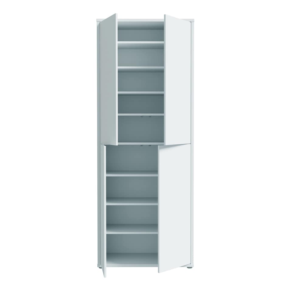image 1 of Alice Springs Tall Shoe Cabinet with 4 Doors Push-to-Open in Light Grey