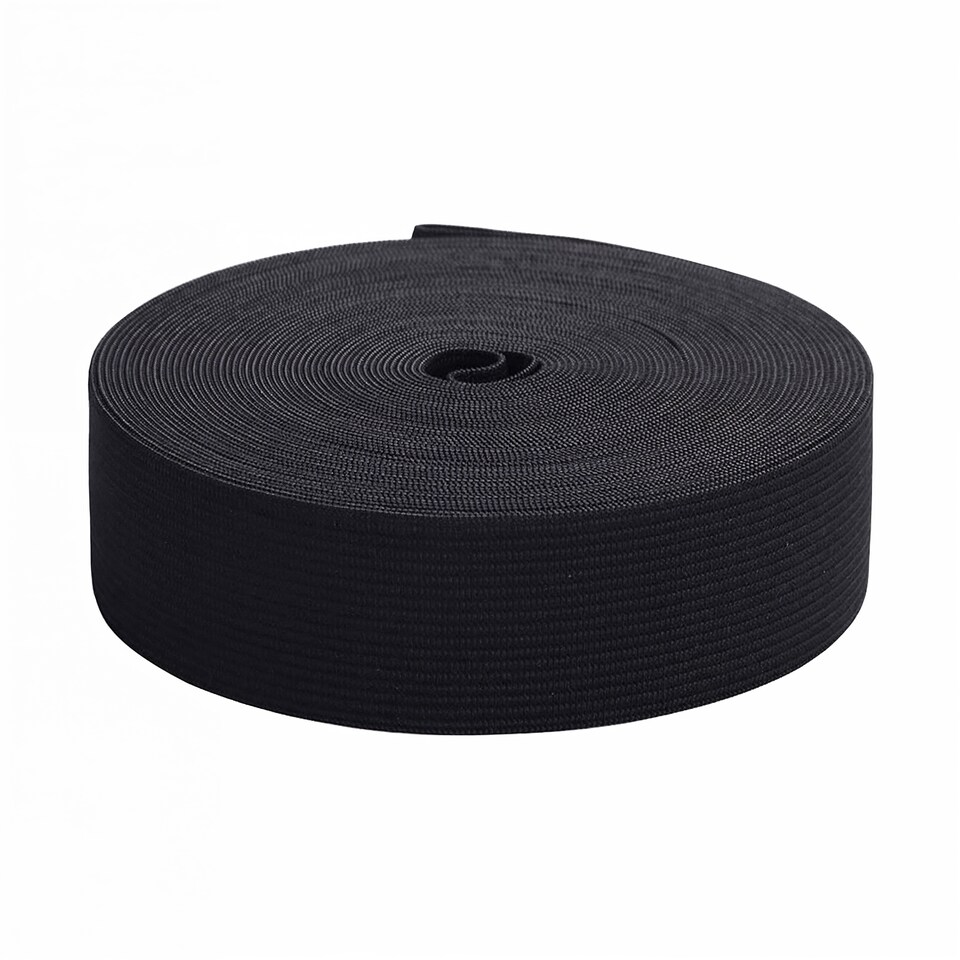 image 1 of 38mm White Wide Flat Elastic Band, Polyester Waistband Tape Cord - 25M