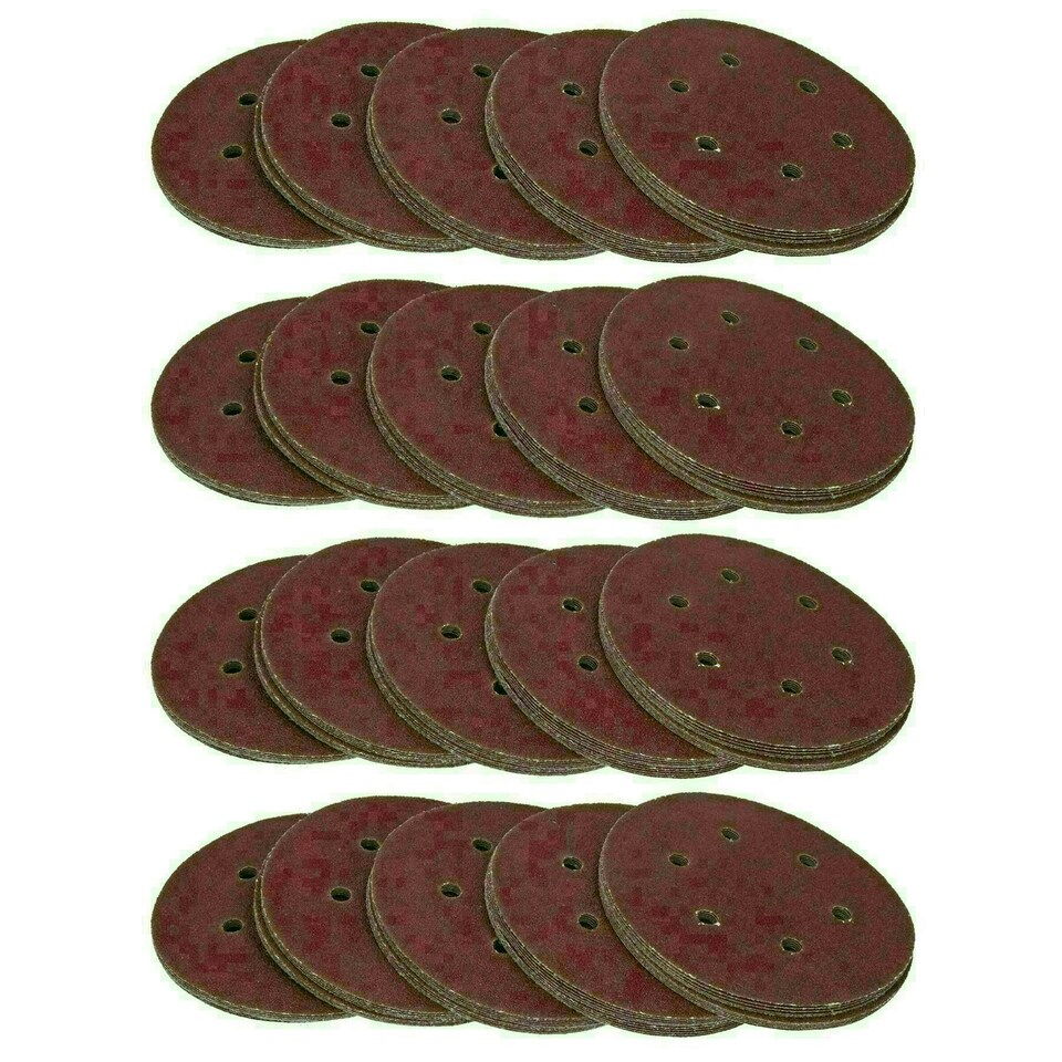 image 1 of 150mm Mixed Grit Hook And Loop Sanding Abrasive Discs Mixed Grit 200 Pack