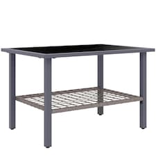 Outsunny Outdoor Rattan Coffee Table, Rectangular Tea Side Table, Mixed-grey 