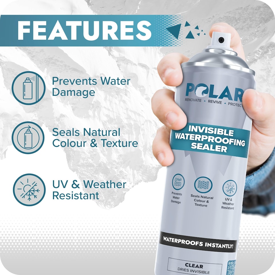 image 1 of Polar Invisible Waterproof Sealer Instant Protection Indoor Outdoor | Clear | Clear | 600 ml | 6