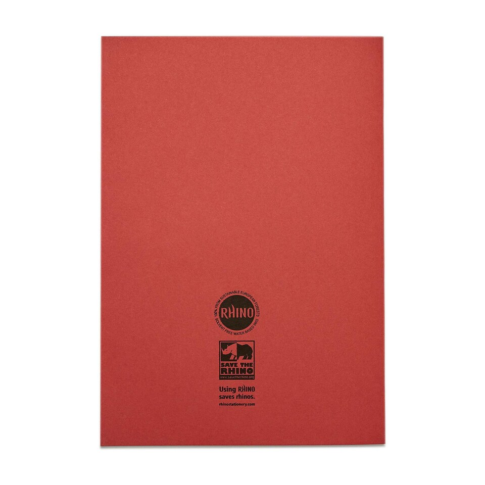 image 1 of Rhino 32 Page Blank & 15mm Lined Exercise Book Red 8 x 6.5 inches 10 Pack
