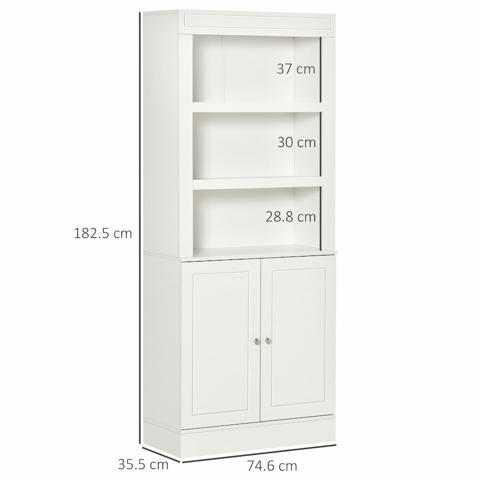 image 1 of HOMCOM Modern Kitchen Cupboard, Storage Cabinet with Adjustable Shelves, White