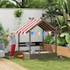 image 2 of Outsunny Sand Pit with Canopy, Blackboard, Toys, Sink, Seats, Flags for Kids