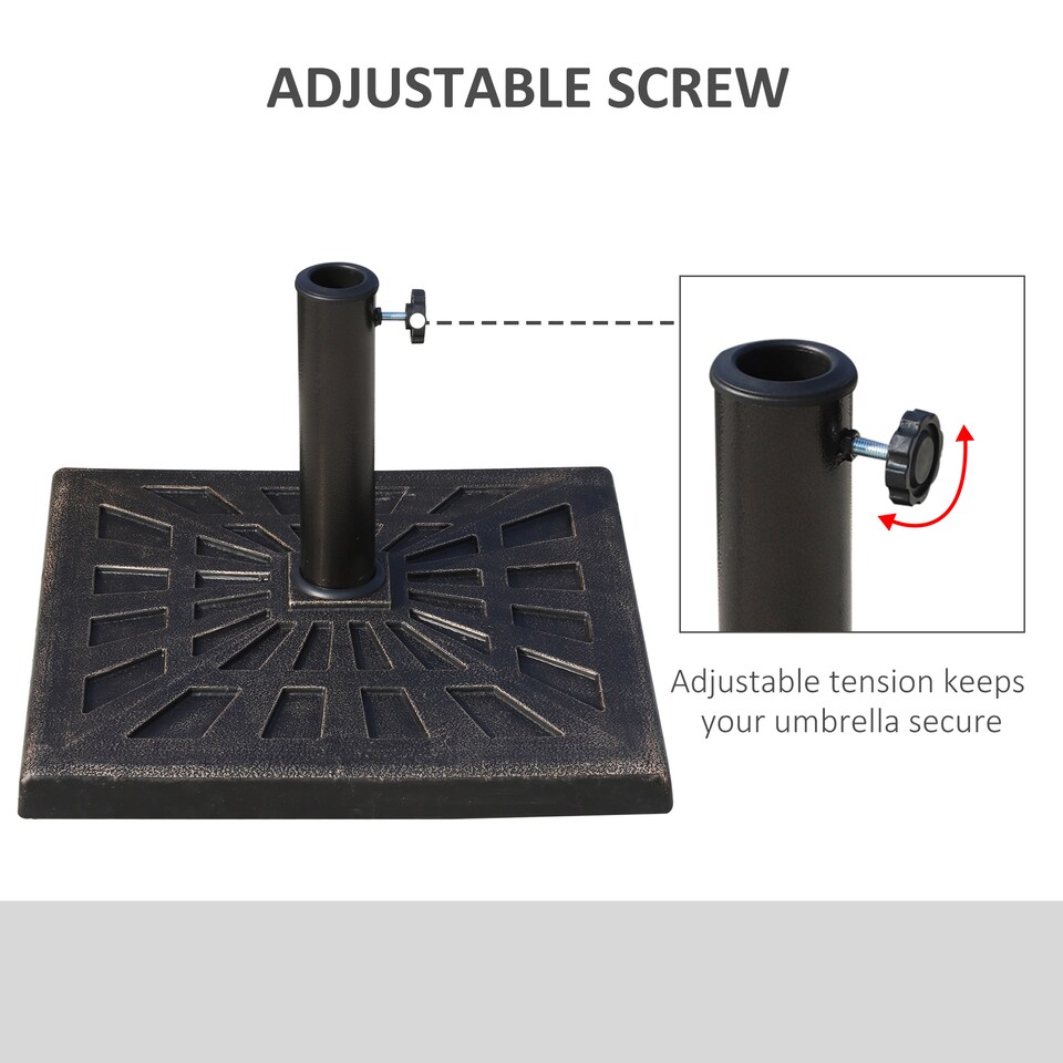 image 1 of 15KG Outsunny Garden Patterned Umbrella Stand Holder Parasol Base Stand 15kg | Bronze | Bronze