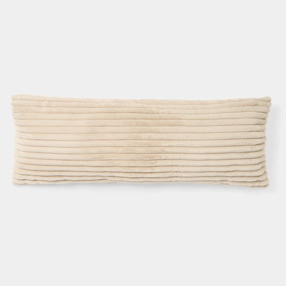 image 1 of OHS Ribbed Faux Fur Bolster Pillow Soft Maternity Support Cushion | Cream | Natural | One Size