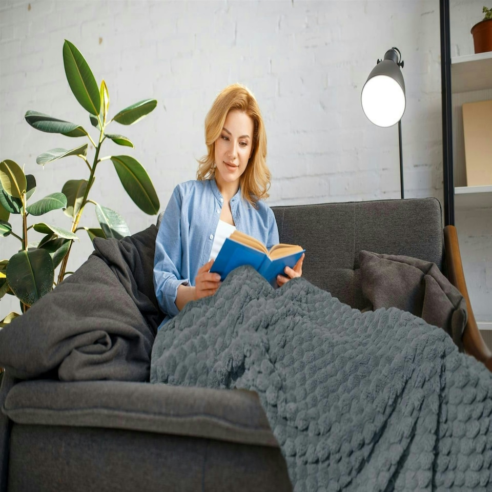 image 1 of Lush Faux Rabbit Fur Charcoal Throw 140x180cm