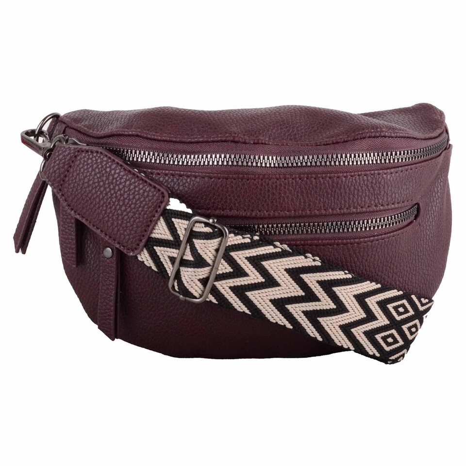 image 1 of Lorenz Womens Grained PU Leather Bumbag Waist Clutch Bag with Detachable Strap | Red | Burgundy