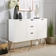 image 2 of Sideboard Storage Cabinet With Drawers Cupboard Solid Wood Legs | White