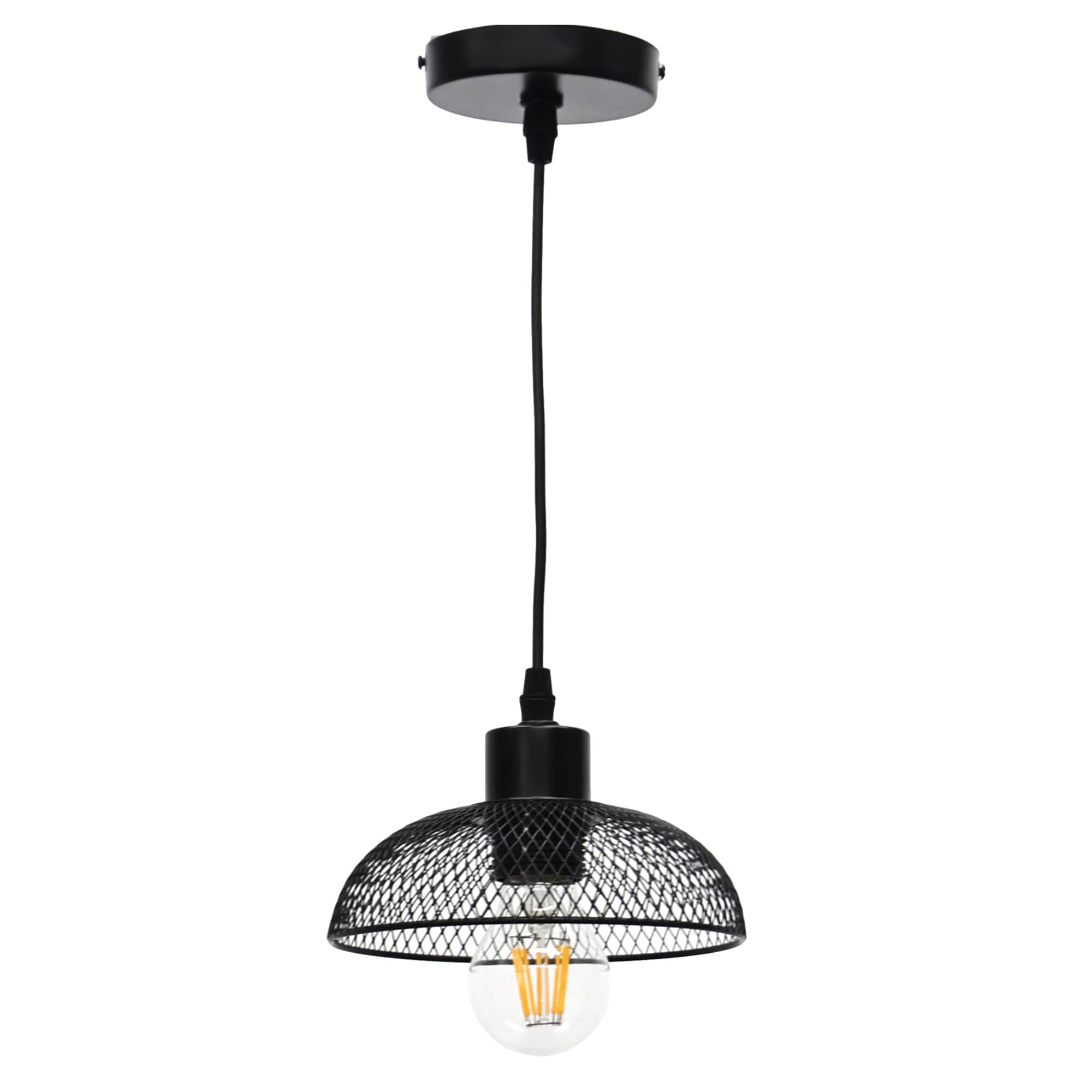 First Choice Lighting Cassidy - Small Black Mesh Ceiling Pendant Light