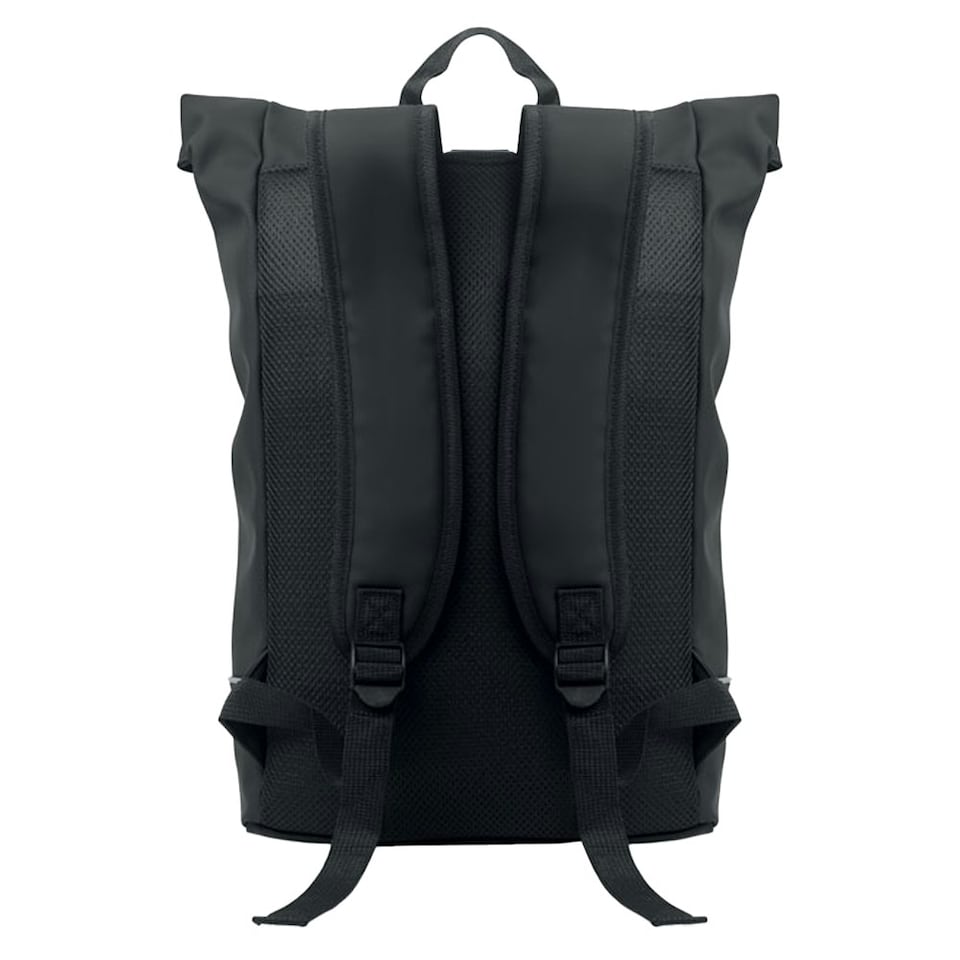 image 1 of MidOcean Laptosa Roll Top PU Laptop Backpack - Black - One Size Black