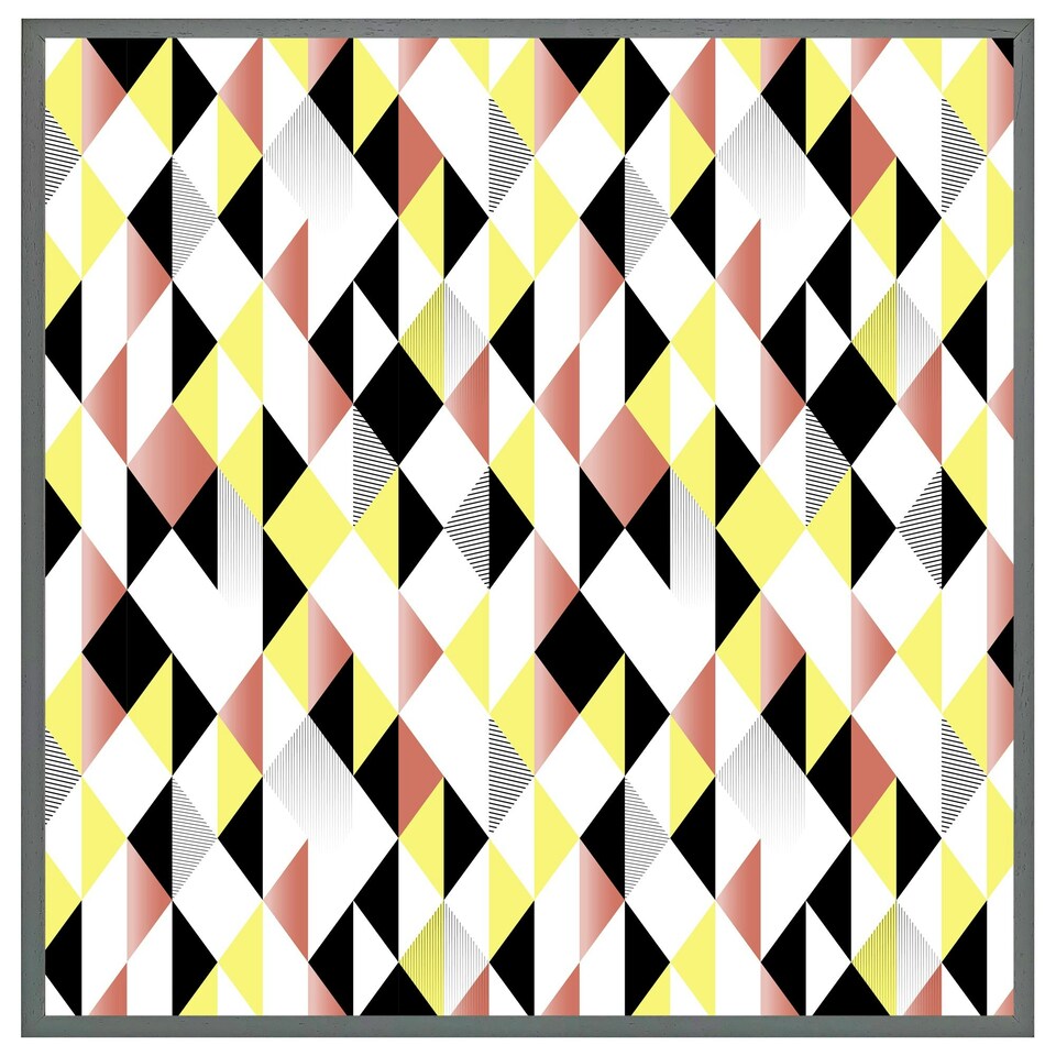 image 1 of Yellow, pink & black geometric pattern (Picture Frame) Brown | Oak | XL