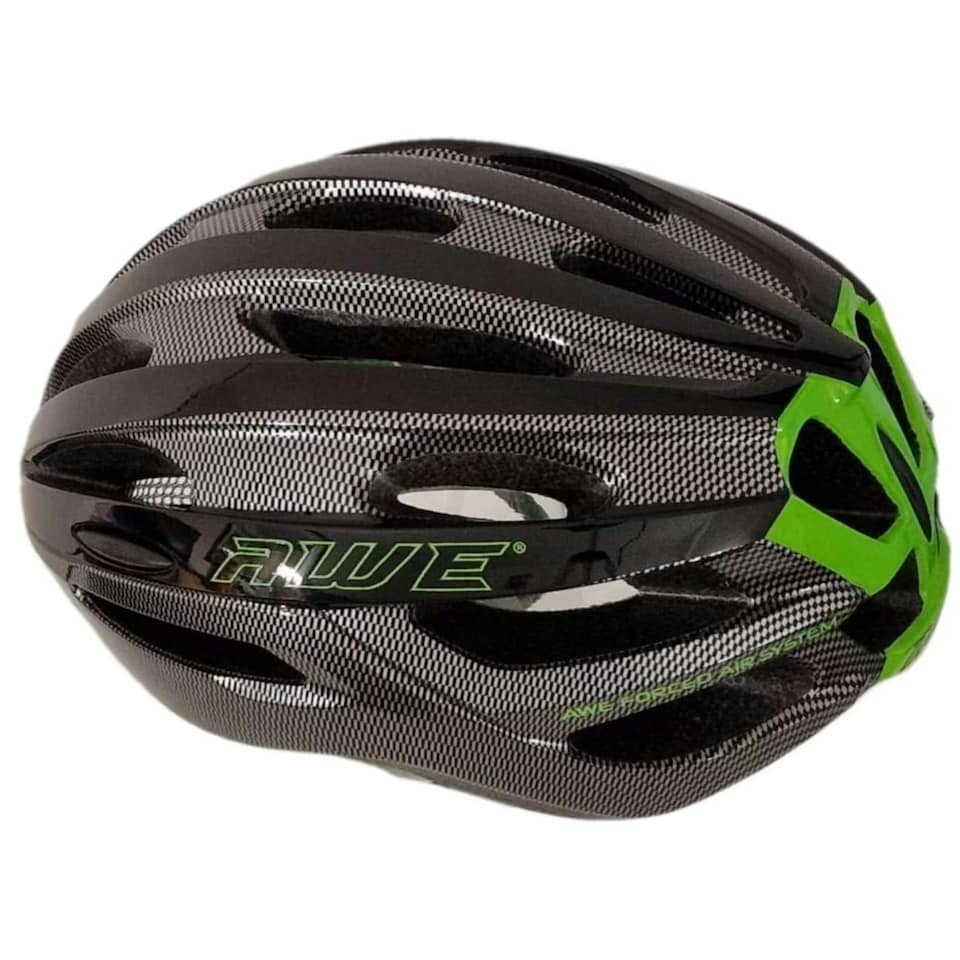 image 1 of AWE AweSprint In Mould Bike Helmet Carbon/Black/Green 58-61cm Crash Guarantee* | Black | Green
