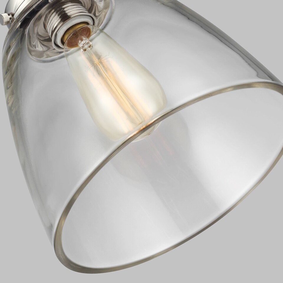 image 1 of Baskin 1 Light Dome Ceiling Pendant Polished Nickel, E27