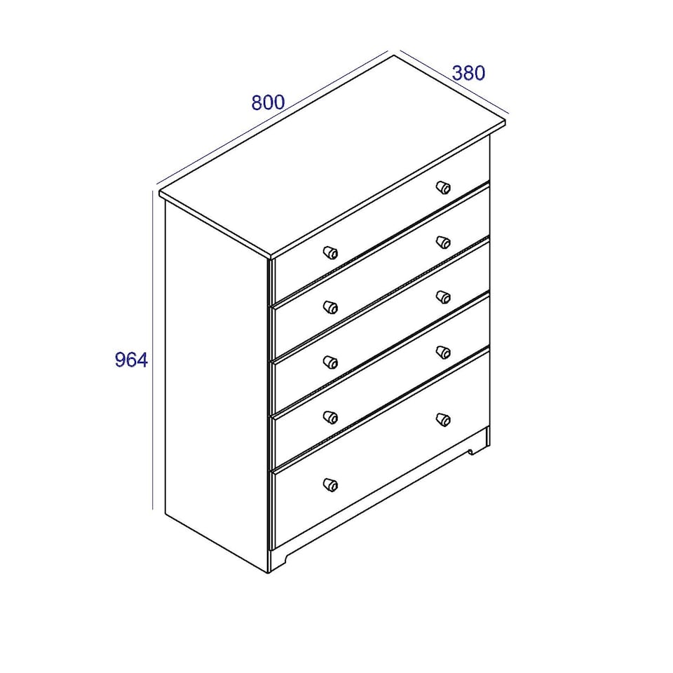 image 1 of Colorado Soft White 5 Drawer Chest - Painted Wood Bedroom Storage Cabinet with Oak Effect Top | White | White | 1