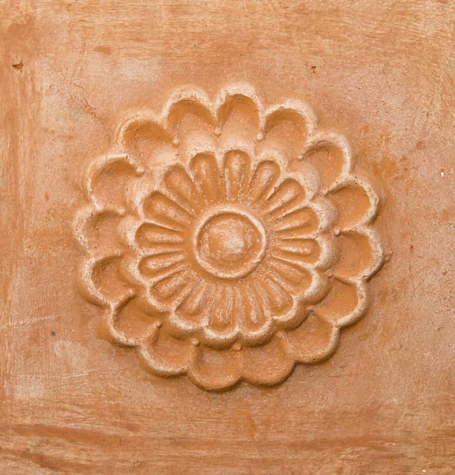image 1 of Primrose Garden Large Terracotta Red Trough Planter With Decorative Detail 80cm