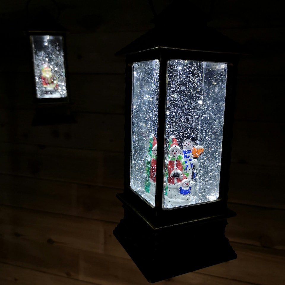 image 1 of 27cm Premier Christmas Water Spinners Antique Effect Lantern Choose from Santa or Snowmen